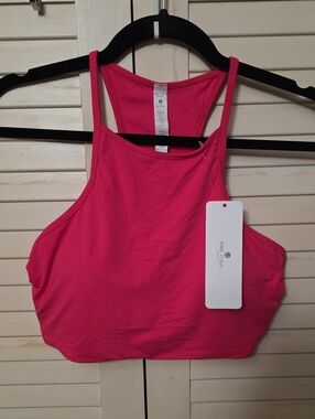 NWT CRZ YOGA Butterluxe High Neck Longline Sports Bra Medium Hot Pink